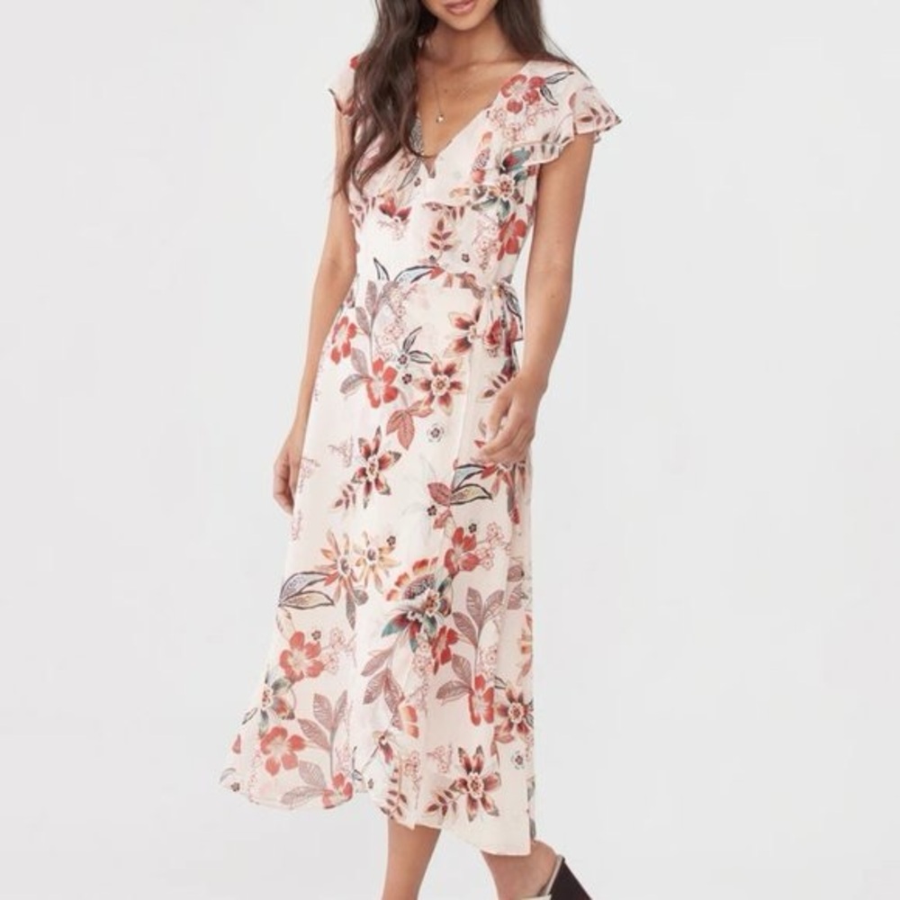 Anthropologie Sanctuary Jolynn Wrap Floral-Print Dress 12